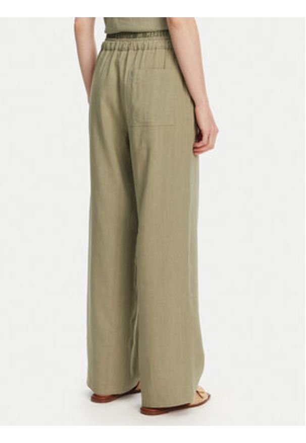 Marella Spodnie materiałowe Fred 2513131085 Zielony Wide Leg. Kolor: zielony. Materiał: len