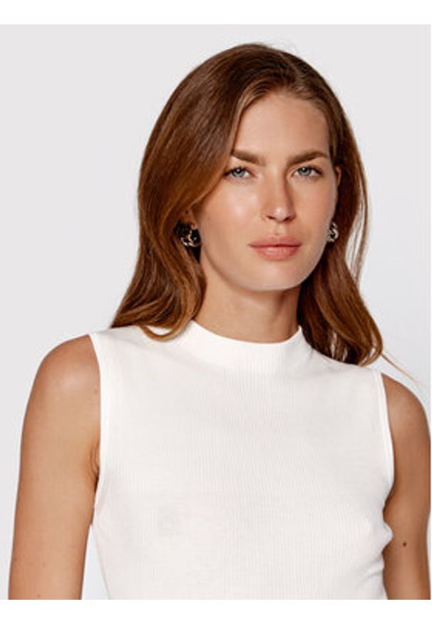 BOSS - Boss Top Feskies 50473237 Biały Slim Fit. Kolor: biały. Materiał: wiskoza