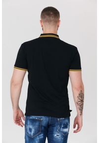 Guess - GUESS Czarna męska koszulka polo z wyszywanym logo, Rozmiar S. Typ kołnierza: polo. Kolor: czarny. Materiał: prążkowany. Długość rękawa: krótki rękaw. Wzór: aplikacja