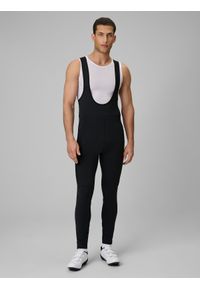 4f - 4F Długie spodnie kolarskie z szelkami męskie - czarne S. Kolor: czarny. Materiał: skóra, materiał, włókno. Długość: długie. Sport: kolarstwo #1