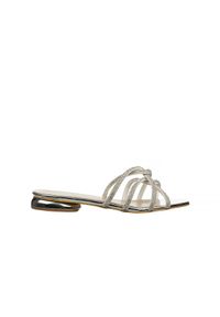 Klapki Bayla-187 1716 Silver 187080, Srebrny, Skóra ekologiczna - 37. Okazja: na co dzień. Kolor: srebrny. Materiał: skóra ekologiczna. Wzór: ze splotem, motyw z bajki, paski. Obcas: na obcasie. Styl: elegancki, casual. Wysokość obcasa: średni #1