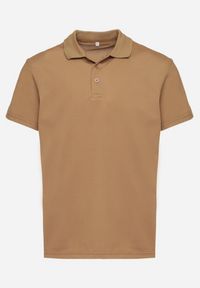 Born2be - Ciemnobeżowa Koszulka Polo z Krótkim Rękawem Wakeish. Typ kołnierza: polo. Kolor: beżowy. Materiał: tkanina. Długość rękawa: krótki rękaw. Długość: krótkie #3
