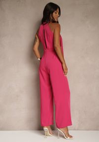 Renee - Fuksjowy Kombinezon Wide Leg z Ozdobnym Wiązaniem przy Szyi Silelia. Okazja: na co dzień. Kolor: różowy. Długość rękawa: bez rękawów. Styl: klasyczny, casual, elegancki #3