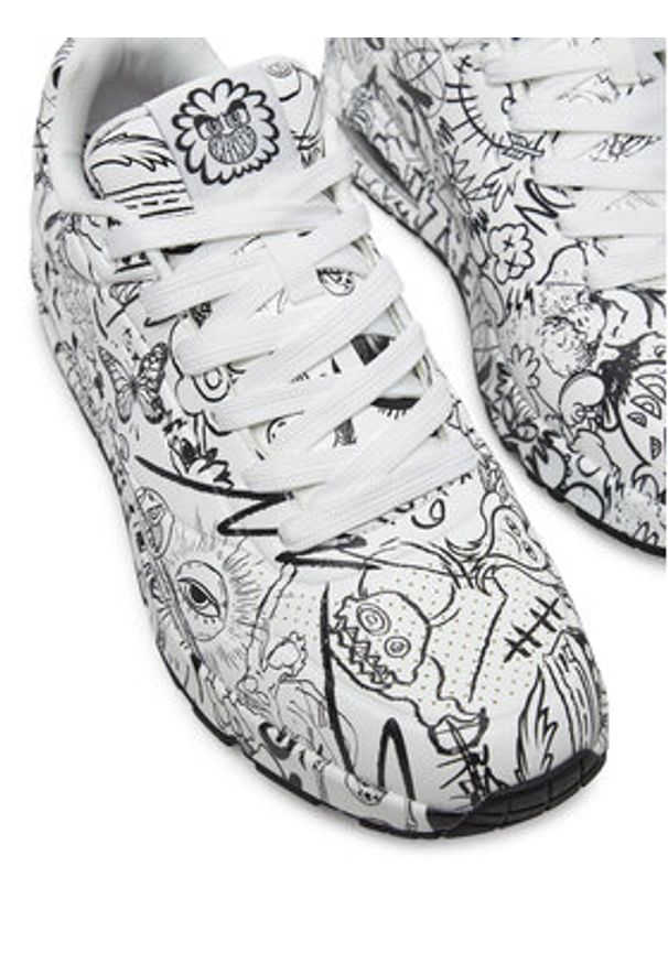 skechers - Skechers Sneakersy UNO Printed Lace-Up 183501/WBK Biały. Kolor: biały. Materiał: skóra