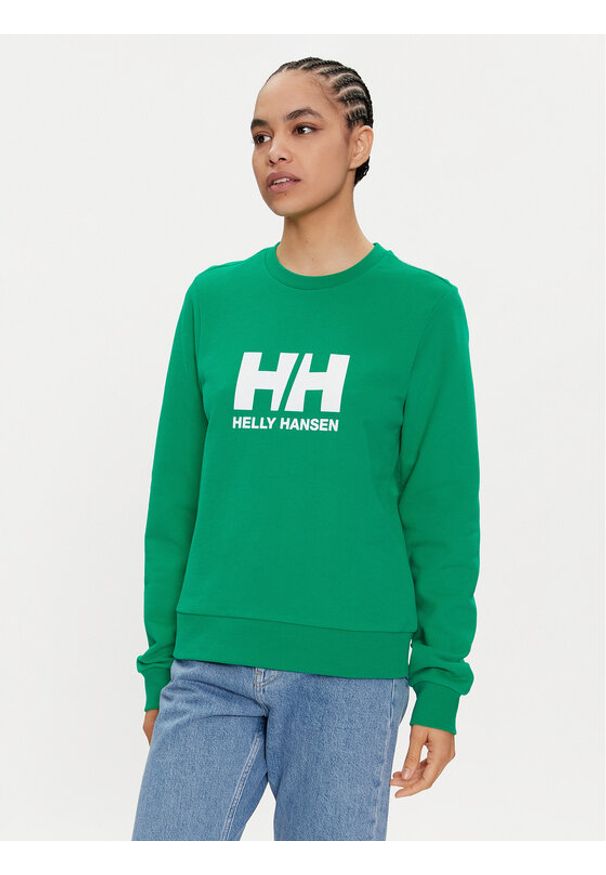 Helly Hansen Bluza W Hh Logo Crew Sweat 2.0 34462 Zielony Regular Fit. Kolor: zielony. Materiał: bawełna