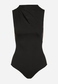 Born2be - Czarne Body o Dopasowanym Kroju Bez Rękawów z Marszczeniem Felunea. Okazja: na co dzień. Kolor: czarny. Materiał: jeans, materiał. Długość rękawa: bez rękawów. Styl: elegancki, casual #4