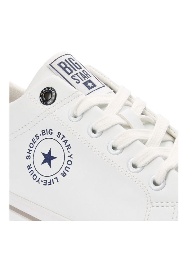 Big-Star - Białe Trampki Big Star Sportowe Obuwie Męskie. Kolor: biały. Materiał: skóra ekologiczna, jeans. Sezon: lato. Styl: sportowy