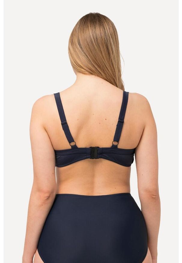 ULLA POPKEN - Damska Góra bikini drapowanie miękkie miseczki regulowane ramiączka. Kolekcja: plus size. Kolor: niebieski. Materiał: elastan, poliamid, materiał