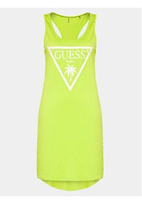 Guess Sukienka letnia E3GP03 JA914 Zielony Regular Fit. Okazja: na plażę. Kolor: zielony. Materiał: bawełna. Sezon: lato #3