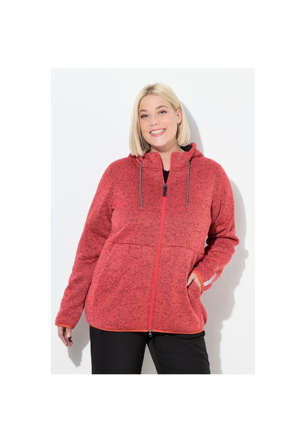 ULLA POPKEN - Damskie Sweter na polarze pluszowy polar dwukierunkowy suwak odblaski. Kolekcja: plus size. Kolor: pomarańczowy. Materiał: poliester, materiał. Sezon: zima. Sport: narciarstwo