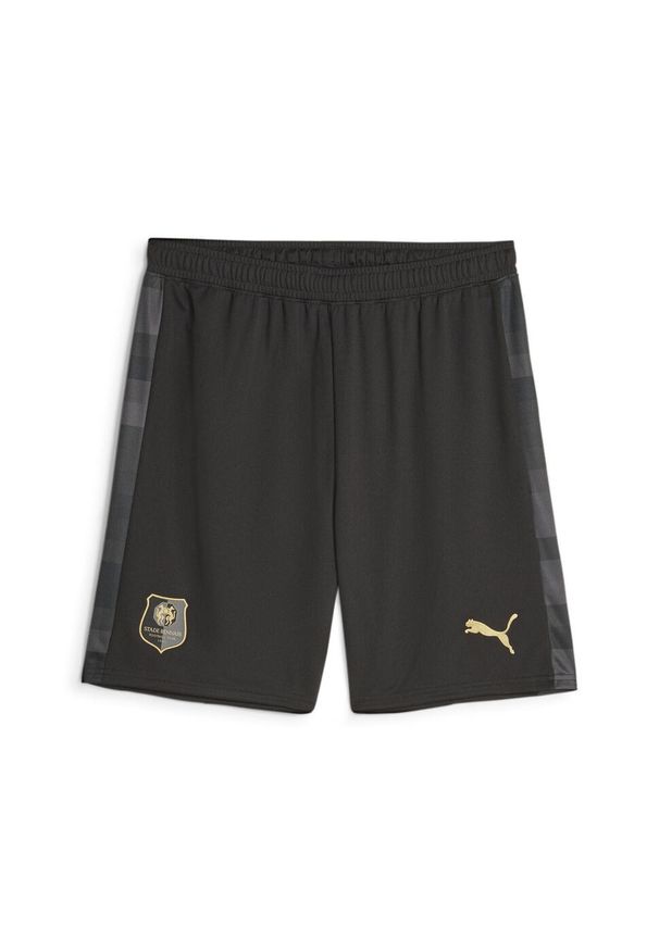 Puma - Szorty piłkarskie Stade Rennais F.C. PUMA Black Matte Gold Beige. Kolor: czarny, beżowy, wielokolorowy, żółty. Sport: piłka nożna