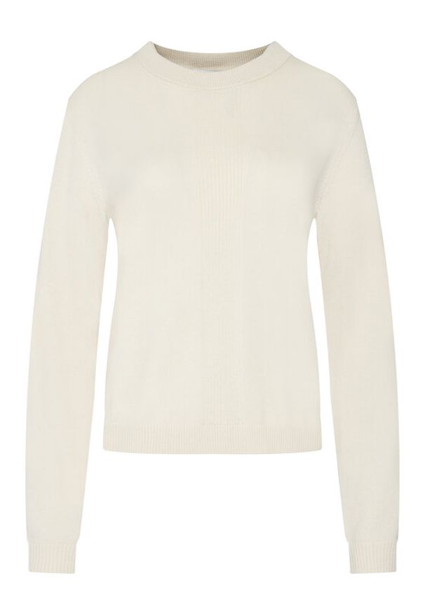Patrizia Pepe Sweter 2K0363/KM36-W405 Écru Regular Fit. Materiał: wełna