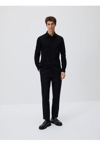 Reserved - Koszula slim z bawełny egipskiej - czarny. Kolor: czarny. Materiał: bawełna