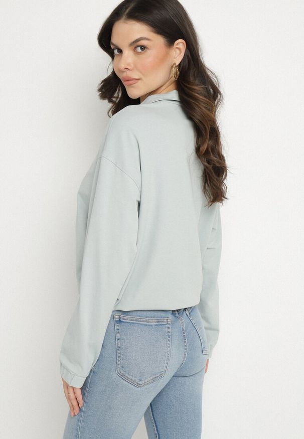 Born2be - Niebieska Bluza z Bawełną i Suwakiem Ściągana Sznurkami Felasa. Okazja: na co dzień, na spacer. Kolor: niebieski. Materiał: bawełna. Sezon: wiosna. Styl: casual