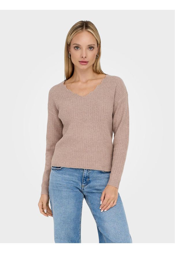 only - ONLY Sweter 15297168 Brązowy Regular Fit. Kolor: brązowy. Materiał: syntetyk