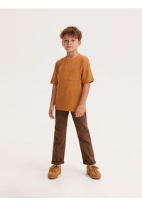 Reserved - T-shirt z kieszenią - brązowy. Kolor: brązowy. Materiał: bawełna, dzianina