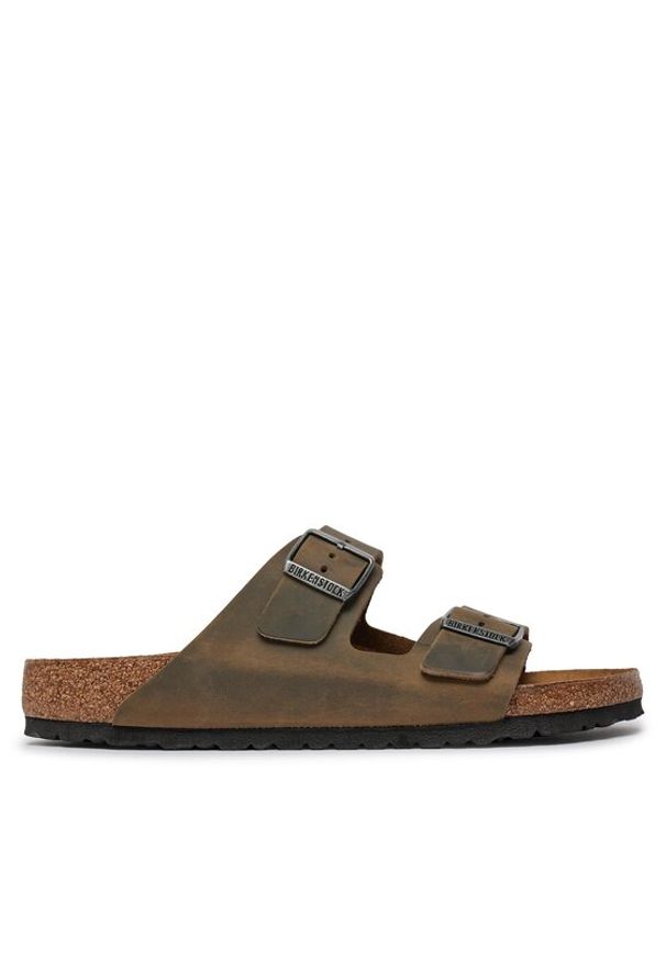 Birkenstock Klapki Arizona 1027022 Khaki. Kolor: brązowy. Materiał: skóra