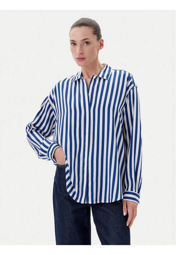 Marc O'Polo Koszula M02 1208 42109 Niebieski Regular Fit. Typ kołnierza: polo. Kolor: niebieski. Materiał: wiskoza