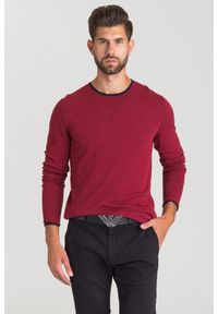 JOOP! Jeans - Sweter JOOP! JEANS. Kolor: czerwony. Materiał: bawełna. Wzór: nadruk. Styl: klasyczny #1