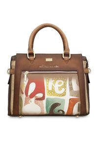 Brązowa Duża Damska Torebka Anekke. Kolor: brązowy. Wzór: aplikacja. Materiał: zdobione. Styl: elegancki, casual #7