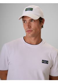 4f - 4F T-shirt regular gładki męski - biały L. Okazja: na co dzień. Kolor: biały. Materiał: bawełna, materiał, dzianina. Długość rękawa: krótki rękaw. Wzór: gładki. Styl: casual, sportowy, klasyczny #2