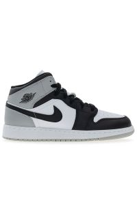 Buty młodzieżowe Nike Air Jordan 1 Mid DQ8423-101 - biało-czarne. Kolor: biały, wielokolorowy, czarny. Materiał: materiał, syntetyk, guma, skóra. Szerokość cholewki: normalna #1