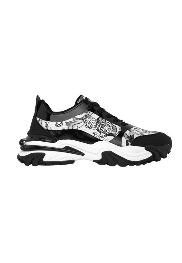 Versace Jeans Couture - VERSACE JEANS COUTURE Czarno-białe sneakersy męskie Fondo New Trail Trek Dis. 10, Rozmiar 42. Okazja: na co dzień. Kolor: biały. Materiał: materiał