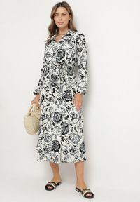 Born2be - Niebieska Sukienka Koszulowa z Wiskozy w Kwiaty z Wiązanym Paskiem Lorkia. Okazja: na co dzień. Kolor: niebieski. Materiał: wiskoza. Długość rękawa: długi rękaw. Wzór: kwiaty. Sezon: wiosna, lato. Typ sukienki: koszulowe. Styl: klasyczny, casual, elegancki #3