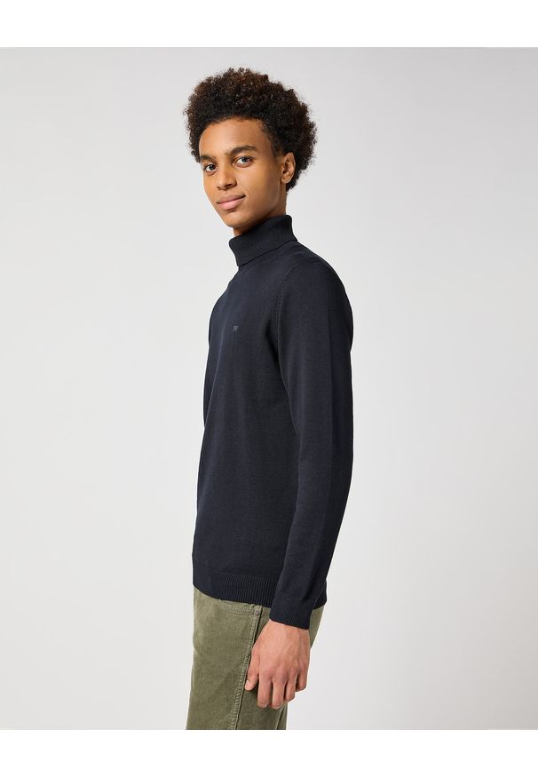 Wrangler - MĘSKI GOLF WRANGLER TURTLENECK BLACK 112356772. Typ kołnierza: golf