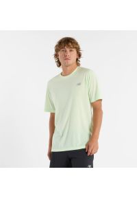 Koszulka męska New Balance MT41253MEW – miętowa. Kolor: miętowy. Materiał: poliester, materiał. Sport: fitness