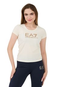 EA7 Emporio Armani - EA7 Beżowy t-shirt. Kolor: różowy #4