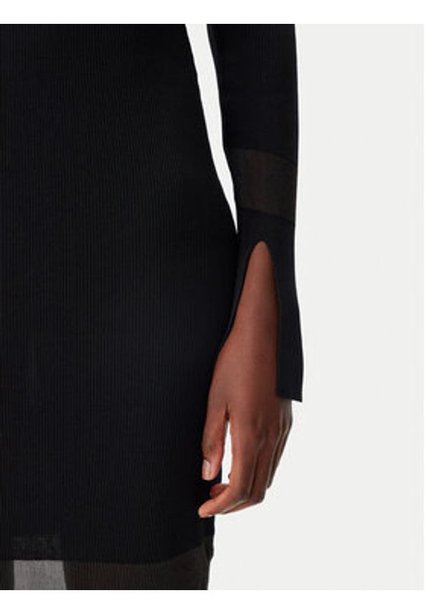 Patrizia Pepe Sukienka dzianinowa 8A1420/K078-K103 Czarny Slim Fit. Kolor: czarny. Materiał: wiskoza