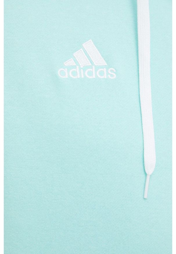 adidas Performance bluza dresowa Entrada 22 męska kolor turkusowy z kapturem gładka. Typ kołnierza: kaptur. Kolor: turkusowy. Materiał: dresówka. Wzór: gładki