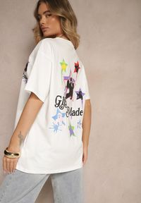 Renee - Biały T-shirt z Bawełną i Ozdobnym Nadrukiem Sovreti. Okazja: na co dzień. Kolor: biały. Materiał: bawełna. Wzór: nadruk. Styl: casual