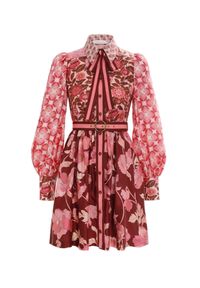 ZIMMERMANN - Wzorzysta sukienka z jedwabiu. Kolor: czerwony. Materiał: jedwab. Styl: klasyczny. Długość: mini #2