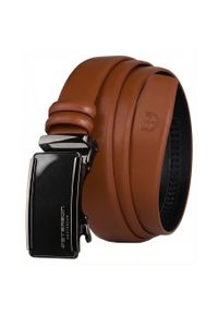 Elegancki, skórzany pasek męski w jasnobrązowym kolorze z automatyczną klamrą Peterson PTN A009-AB TAN. Kolor: brązowy. Materiał: skóra. Styl: elegancki #1