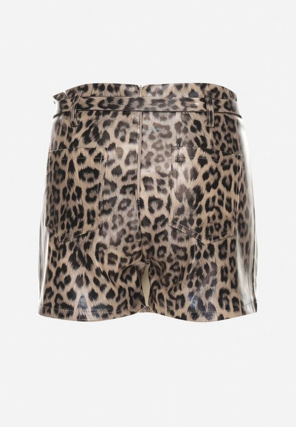 Born2be - Brązowe Spódnico-Spodenki High Waist z Imitacji Skóry w Panterkę z Dodatkowym Paskiem Aveledi. Okazja: na co dzień, na spotkanie biznesowe. Stan: podwyższony. Kolor: brązowy. Materiał: skóra. Wzór: motyw zwierzęcy. Styl: klasyczny, casual, elegancki, biznesowy