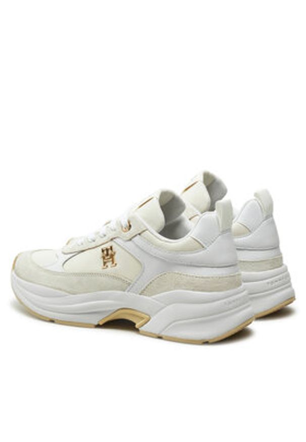 TOMMY HILFIGER - Tommy Hilfiger Sneakersy Th Chunky Feminine Runner FW0FW08616 Écru. Materiał: zamsz, skóra
