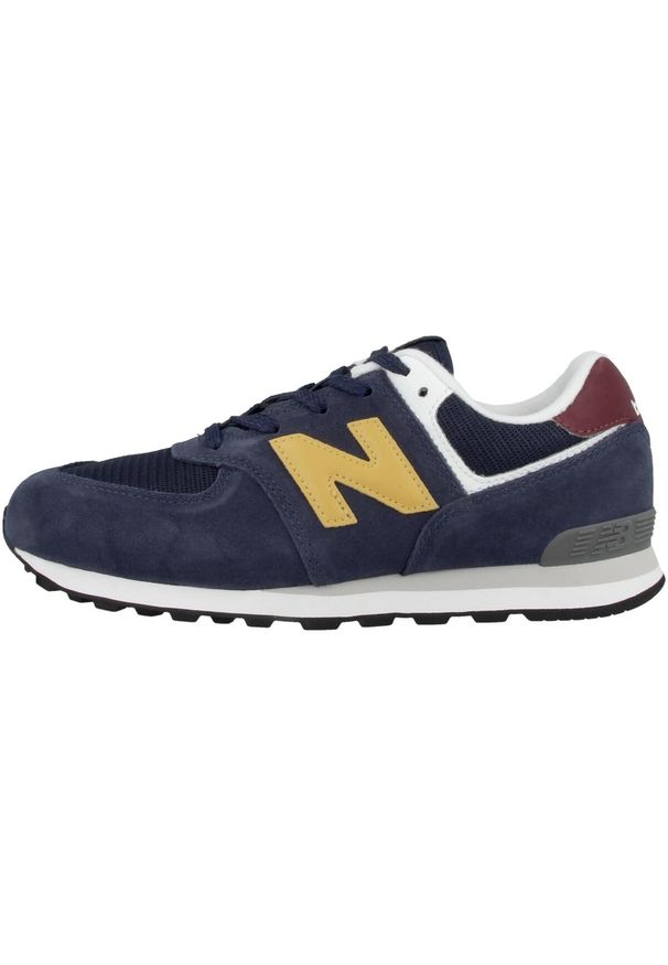 Buty do chodzenia dla dzieci New Balance 574. Zapięcie: sznurówki. Kolor: żółty, niebieski, wielokolorowy. Materiał: tkanina, guma, syntetyk, materiał. Szerokość cholewki: normalna. Model: New Balance 574. Sport: turystyka piesza