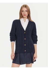 Tommy Jeans Kardigan Cable DW0DW21681 Granatowy Relaxed Fit. Kolor: niebieski. Materiał: bawełna