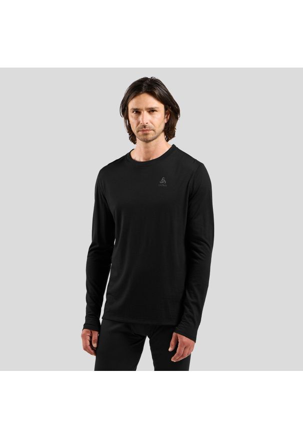 Odlo - Koszulka termoaktywna z długim rękawem męska ODLO Merino 160 BL Top Crew Neck. Kolor: czarny. Długość rękawa: długi rękaw. Długość: długie. Sport: turystyka piesza