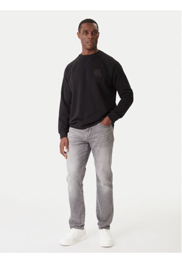 Karl Lagerfeld - KARL LAGERFELD Bluza 705010 554910 Czarny Regular Fit. Typ kołnierza: dekolt w karo. Kolor: czarny. Materiał: bawełna