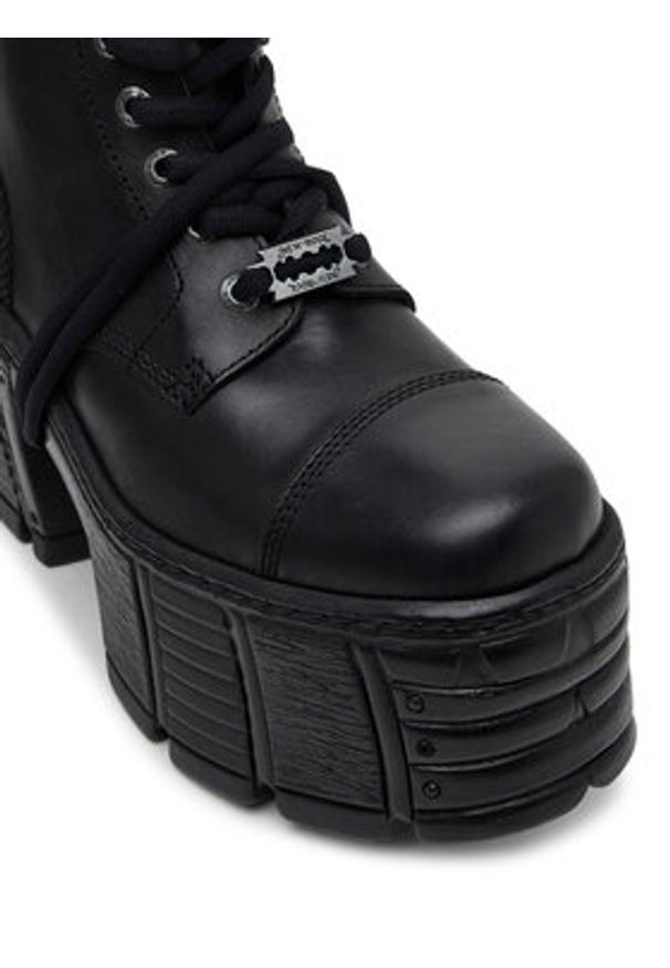 NEW ROCK Botki M-TM001-C4 Czarny. Kolor: czarny. Materiał: skóra. Styl: rockowy