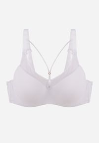 Born2be - Biały Biustonosz z Ozdobną Siateczką i Paseczkami przy Dekolcie Anesa. Kolor: biały #1