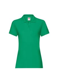 FRUIT OF THE LOOM - Damska Koszulka Polo Premium. Typ kołnierza: polo. Kolor: zielony
