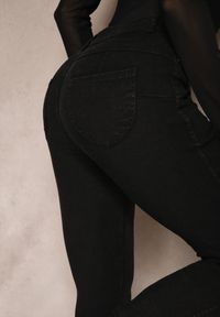 Renee - Czarne Skinny Jeansy z Bawełną High Waist Lorie. Okazja: na co dzień. Stan: podwyższony. Kolor: czarny. Styl: casual, wizytowy, elegancki #2