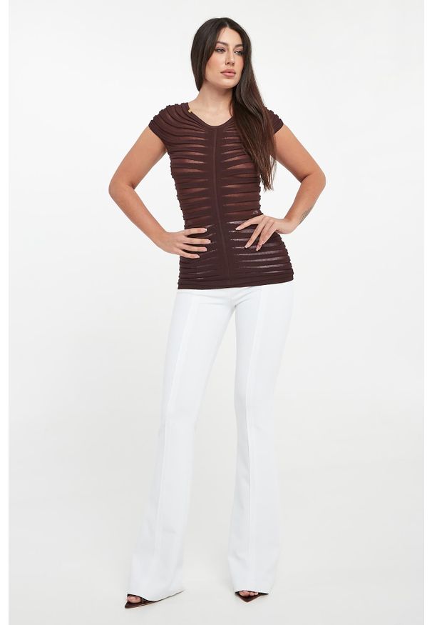 Elisabetta Franchi - Bluzka damska z tiulu ELISABETTA FRANCHI. Materiał: tiul