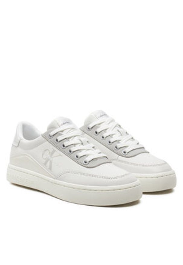 Calvin Klein Jeans Sneakersy Classic Cupsole Low Lace Lth Ml YW0YW01527 Biały. Kolor: biały. Materiał: skóra