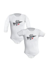 nikiniki - F-16 — body (Rozmiar: 12M; Długość rękawa: krótki; Rodzaj nadruku: F-16). Materiał: bawełna. Wzór: nadruk #1