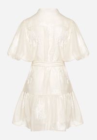 Born2be - Beżowa Koszulowa Przezroczysta Sukienka z Bawełną Haftami i Paskiem Lirulira. Okazja: na co dzień. Kolor: beżowy. Materiał: bawełna. Wzór: haft. Sezon: lato. Typ sukienki: koszulowe. Styl: casual, elegancki #3